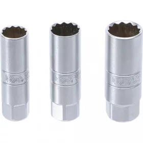   BGS technic Súprava nástrčných hlavíc na zapaľovacie sviečky, 12-hranné | 10 mm (3/8") | 14 - 16 - 18 mm | 3-dielna (BGS 6858)
