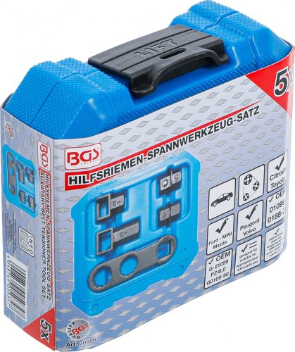 BGS technic Sada napínacích nástrojov na pomocný remeň | pre vozidlá Citroën, Ford, Mazda, MINI, Peugeot, Toyota, Volvo (BGS 70196)