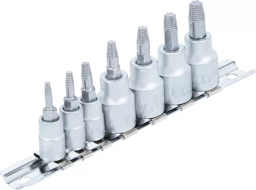 BGS technic Sada na povolenie poškodených skrutiek | 6,3 mm (1/4") / 10 mm (3/8") | pre poškodený T-profil (pre Torx) | T10 - T40 | 7-dielna (BGS 7098)