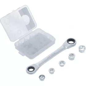   BGS DIY Račňový očkový kľúč so sadou adaptérov | 8 - 19 mm | 6-dielna (BGS 71016)