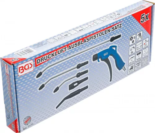 BGS technic Pneumatická ofukovacia pištoľ | s 5 nástavcami (BGS 7177)