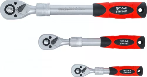 BGS DIY Sada prepínacích rační | teleskopické | 6,3 mm (1/4") - 10 mm (3/8") - 12,5 mm (1/2") | 3-dielna (BGS 72113)