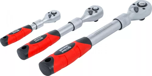 BGS DIY Sada prepínacích rační | teleskopické | 6,3 mm (1/4") - 10 mm (3/8") - 12,5 mm (1/2") | 3-dielna (BGS 72113)