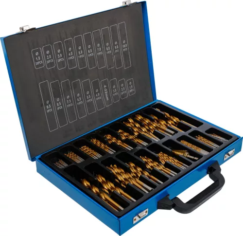 BGS technic Súprava vrtákov so stupňovitým vrtákom | HSS | titánovo nitridované | 1 – 10 mm | 231 dielov (72130)