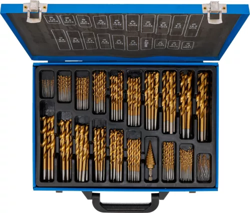 BGS technic Súprava vrtákov so stupňovitým vrtákom | HSS | titánovo nitridované | 1 – 10 mm | 231 dielov (72130)