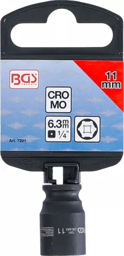 BGS technic Nárazová objímka, Hexagon | 6,3 mm (1/4") pohon | 11 mm (7291)