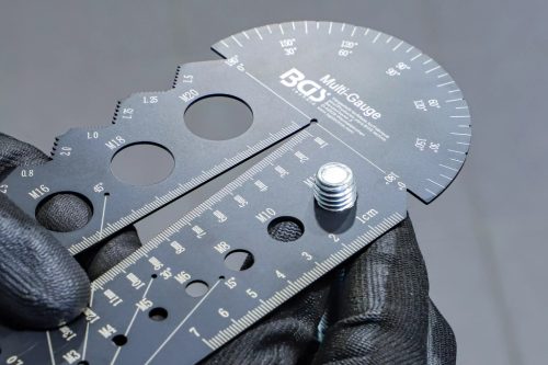 BGS technic Šablóna na meranie závitu a závitu | Metrické | M3 - M20, 0,5 - 13,00 mm (74247)