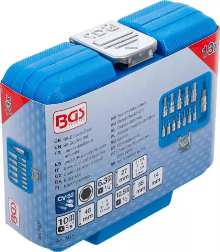 BGS technic Sada objímok bitov | 6,3 mm (1/4) / 10 mm (3/8") / 12,5 mm (1/2") Pohon | Vnútorný šesťhran 2 - 14 mm | 13 ks. (74257)