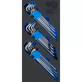   BGS technic Vložka do dielenského vozíka 1/3: sada zahnutých kľúčov | extra dlhé | T-profil (pre Torx), T-profil (pre Torx) s otvorom, vnútorný šesťhran | 27-dielna (BGS 74259)