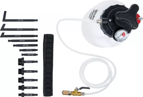 BGS DIY Nástroj na plnenie prevodového oleja s ručnou pumpou | s 12 adaptérmi | 3 l (74264)