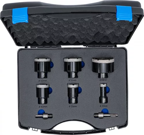 BGS technic Sada diamantových korunkových vrtákov, 20 - 68 mm, 8 kusov (BGS 74275)