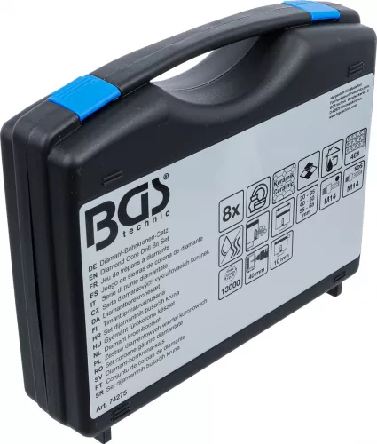BGS technic Sada diamantových korunkových vrtákov, 20 - 68 mm, 8 kusov (BGS 74275)