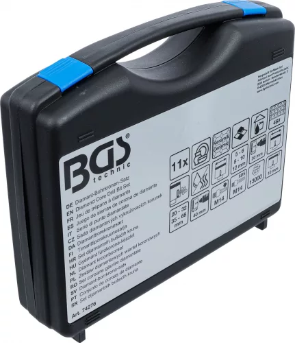 BGS technic Sada diamantových korunkových vrtákov, 5 - 68 mm, 11 kusov (BGS 74276)