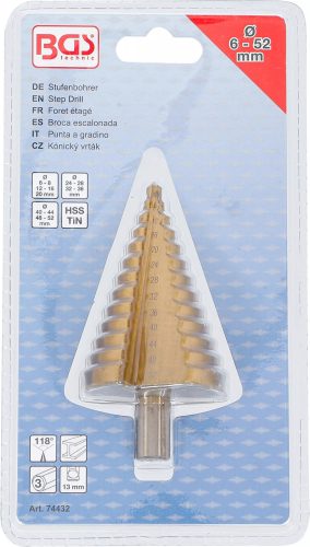 BGS technic Kroková vŕtačka | nitridovaný titán | Ø 6 - 52 mm (74432)