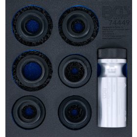   BGS technic Zásobník na náradie 1/6: Súprava brúsok nábojov kolies | pre závrtné skrutky a skrutky s maticou kolies | 7 ks. (74449)