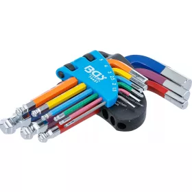   BGS technic Sada kľúčov typu L | Viacfarebné | krátky | vnútorný šesťhran, vnútorný šesťhran s guľovou hlavou 1,5 - 10 mm | 9 ks. (74451)