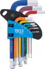 BGS technic Sada kľúčov typu L | Viacfarebné | krátky | vnútorný šesťhran, vnútorný šesťhran s guľovou hlavou 1,5 - 10 mm | 9 ks. (74451)