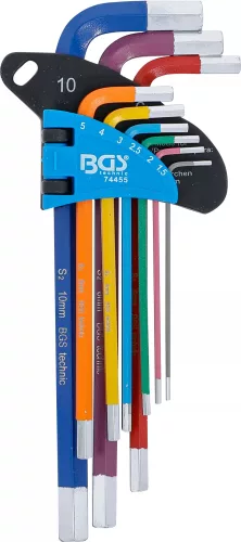 BGS technic Sada kľúčov typu L | Viacfarebné | vnútorný šesťhran 1,5 - 10 mm | 9 ks. (74455)