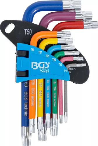 BGS technic Sada kľúčov typu L | Viacfarebné | krátky | T-Star (pre Torx) T10 - T50 | 9 ks. (74457)