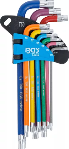 BGS technic Sada kľúčov typu L | Viacfarebné | T-Star (pre Torx) T10 - T50 | 9 ks. (74458)