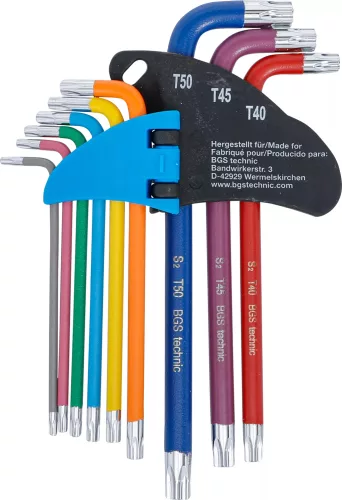BGS technic Sada kľúčov typu L | Viacfarebné | T-Star (pre Torx) T10 - T50 | 9 ks. (74458)