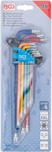 BGS technic Sada kľúčov typu L | Viacfarebné | extra dlhé | T-Star (pre Torx) T10 - T50 | 9 ks. (74459)