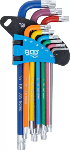 BGS technic Sada kľúčov typu L | Viacfarebné | T-Star odolný voči neoprávnenej manipulácii (pre Torx) T10 - T50 | 9 ks. (74461)