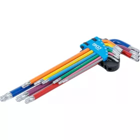   BGS technic Sada kľúčov typu L | Viacfarebné | extra dlhé | T-Star odolný voči manipulácii (pre Torx) s guľovou hlavou T10 - T50 | 9 ks. (74465)