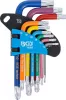 BGS technic Sada kľúčov typu L | Viacfarebné | krátky | T-Star (pre Torx) s guľovou hlavou T10 - T50 | 9 ks. (74466)