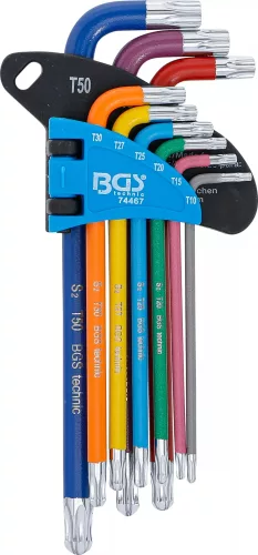 BGS technic Sada kľúčov typu L | Viacfarebné | T-Star (pre Torx) s guľovou hlavou T10 - T50 | 9 ks. (74467)