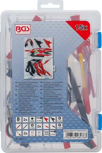 BGS technic Sortiment príslušenstva meracích káblov a sond | pre multimeter | 15 ks. (74511)