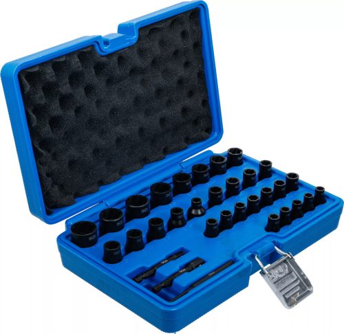 BGS technic Sada špirálových profilových objímkových kľúčov / vyťahovač skrutiek | Pohon 6,3 mm (1/4") / 10 mm (3/8") | Metrické a palcové rozmery | 32 ks.(74560)