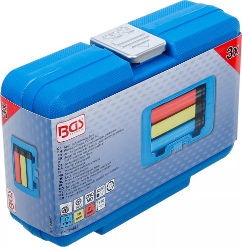 BGS technic Sada ochranných rázových zásuviek | extra hlboké | 12,5 mm (1/2") pohon | 17 / 19 / 21 mm | 3 ks. (74567)