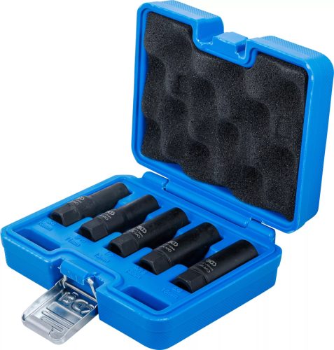 BGS technic Sada špirálových objímkových kľúčov / hlboký vyťahovač skrutiek | Vnútorný štvorhran 10 mm (3/8") | Veľkosť kľúča 10 – 16 mm | 5-dielna sada (74568)