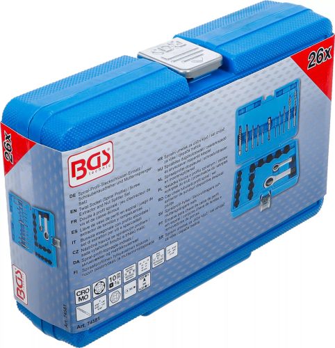BGS technic Kompaktná súprava na odstraňovanie poškodených skrutiek, matíc a tŕňov| 26 ks. (74581)