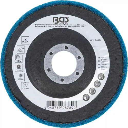BGS technic Leštiaci kotúč | Oxid hlinitý | Ø 115 mm | Veľkosť zrna 180 (74614)