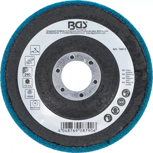 BGS technic Leštiaci kotúč | Oxid hlinitý | Ø 115 mm | Veľkosť zrna 240 (74615)