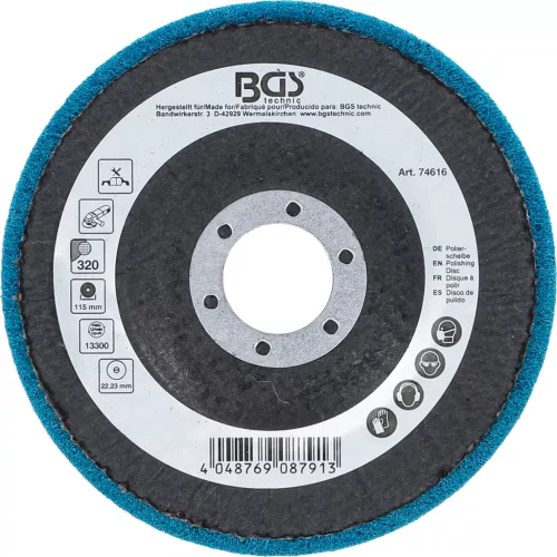 BGS technic Leštiaci kotúč | Oxid hlinitý | Ø 115 mm | Veľkosť zrna 320 (74616)
