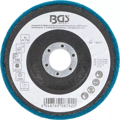 BGS technic Leštiaci kotúč | Oxid hlinitý | Ø 125 mm | Veľkosť zrna 180 (74617)
