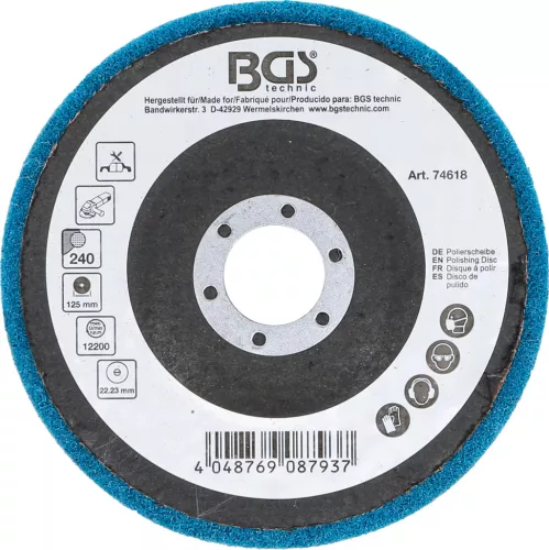 BGS technic Leštiaci kotúč | Oxid hlinitý | Ø 125 mm | Veľkosť zrna 240 (74618)