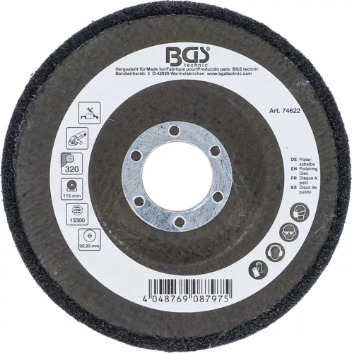 BGS technic Leštiaci kotúč | Karbid kremíka | Ø 115 mm | Veľkosť zrna 320 (74622)
