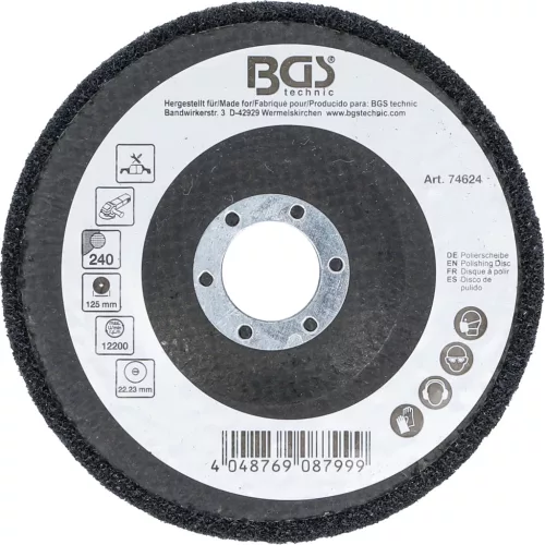 BGS technic Leštiaci kotúč | Karbid kremíka | Ø 125 mm | Veľkosť zrna 240 (74624)