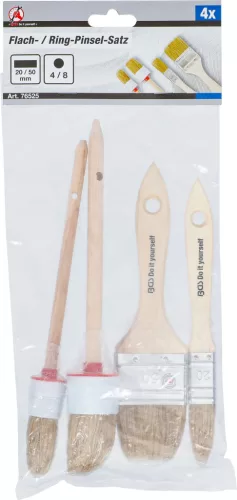 BGS DIY sada plochých a okrúhlych štetcov, 4 ks (76525)