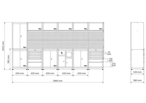 BGS technic Systém nástenných dielenských skriniek – 6 modulov (80130)