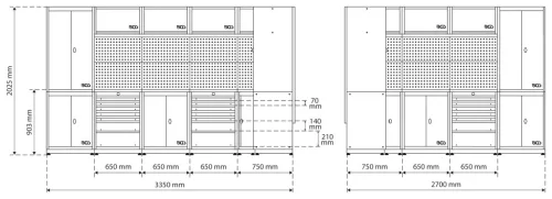 BGS technic Systém nástenných dielenských skriniek – 8 modulov (80160)