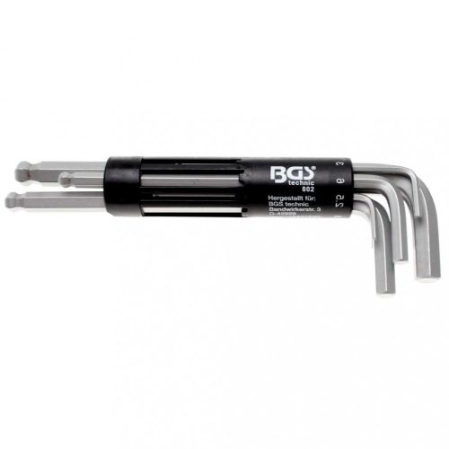BGS technic Súprava imbusových kľúčov v tvare L | dlhé | vnútorný šesťhran/vnútorný šesťhran s guľou 2 – 10 mm | 8 ks(BGS 802)