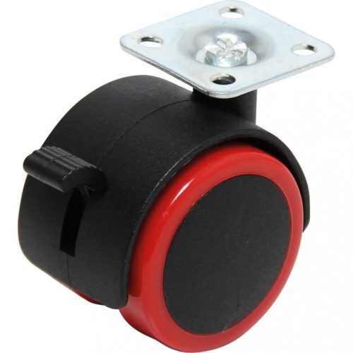 BGS DIY Dvojité otočné koliesko s brzdou | červené/čierne | 50 mm (BGS 80338)
