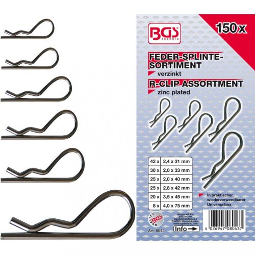 BGS technic Sada pružných závlačiek Ø 2,4-4,0 mm 150 ks (BGS 8043)