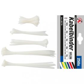   BGS DIY Viazacie pásky na káble | biele | 100 x 300 mm | 250 ks BGS 80778)