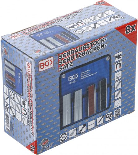 BGS technic Sada ochranných čeľustí pre zverák | hliník | 125 mm | 8-dielna (BGS 8442-1)